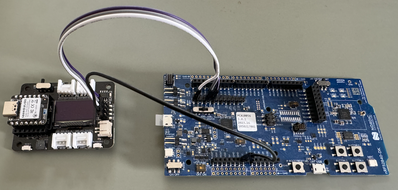 Initial cabling between nRF 52840 DK and expansion board